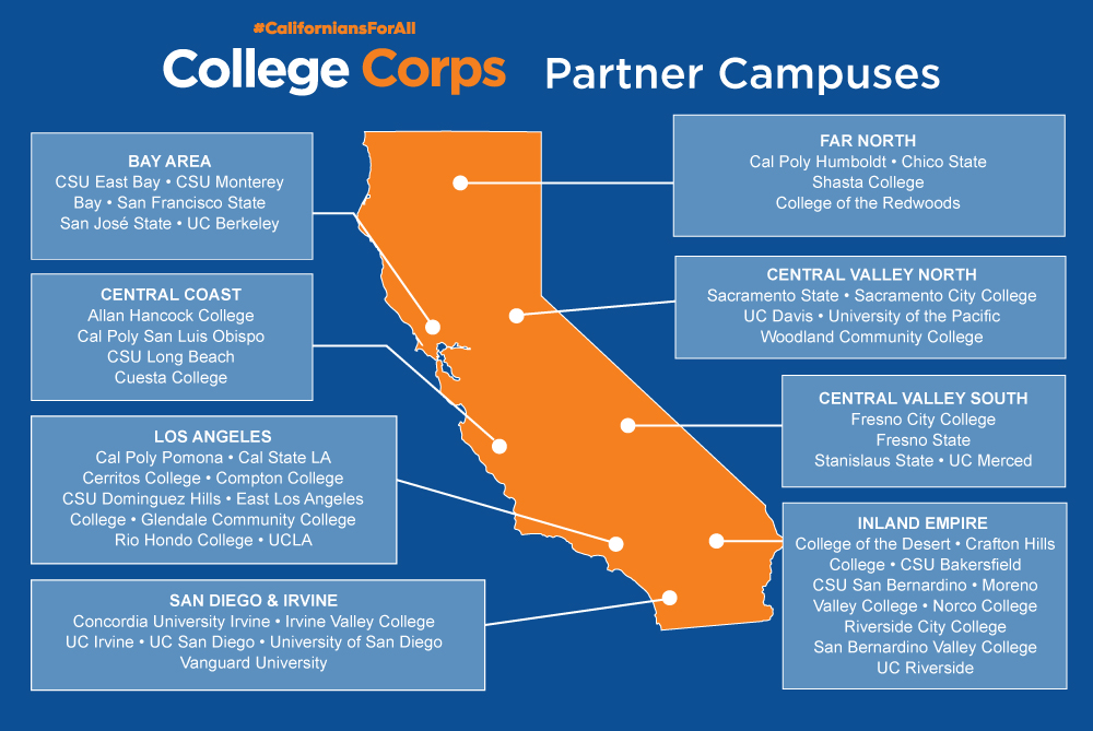 College Corps Partner Campus map