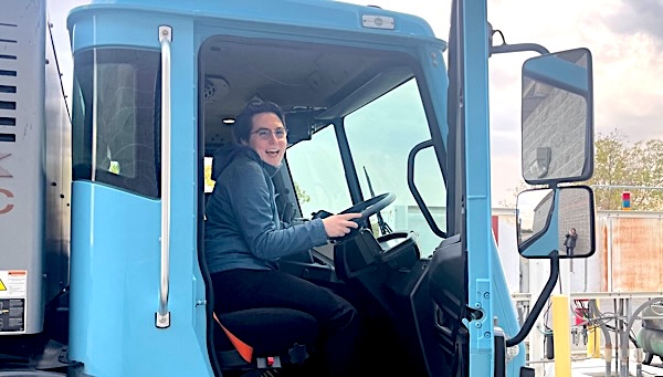 Gillian Lasher driving truck